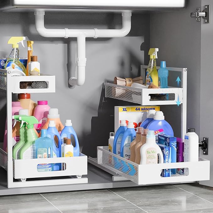 Full Metal Under Sink Organizer, Pull Out Cabinet Organizers and Storage by TISTAYADirect
