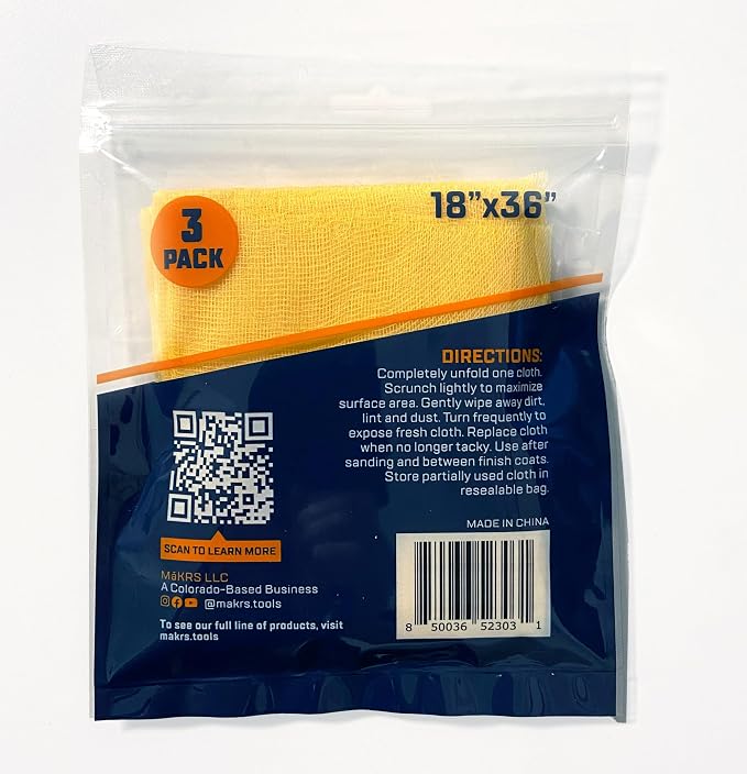 MāKRS 18" x 36" Pro-Tack Tack Cloth, Remove and Trap Dust Particles, 100% Cotton - Image 7