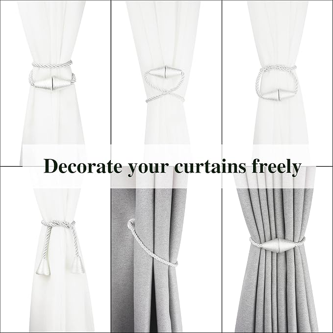 2 Pack Magnetic Curtain Tiebacks Rope Modern Handmade Curtain Tie Backs - Image 5