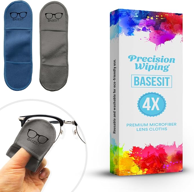 Eyeglass Cleaning Cloth, 4 Pack, Eyeglass Cleaning Wipes, Lens Wipes by Basesit