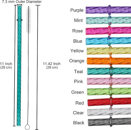 Dakoufish 11 Inch Reusable Plastic Swirl Drinking Straws - Image 2