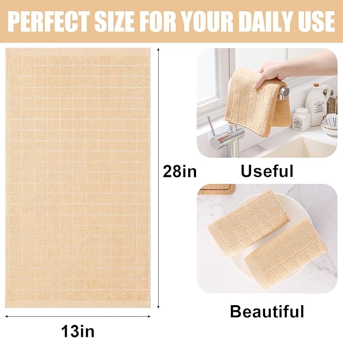Homaxy 100% Cotton Terry Kitchen Towels, Checkered Designed, Soft and Super - Image 5