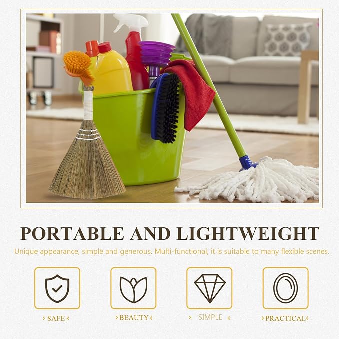 NUOBESTY Small Hand Broom Corn Whisk Broom 20x28cm White Handle Straw Household - Image 7