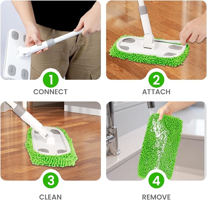 Reusable Microfiber Floor Mop System, Wet & Dry Sweeper Kit, Includes 1 Sweeper - Image 6