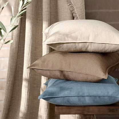 MIULEE Brown Decorative Pillow Covers 18x18, 2 Pack Boho Farmhouse Neutral Throw Pillows for Couch, Thick Textured Modern Linen Cushion Cases Sofa Bed Living Room Home Decor