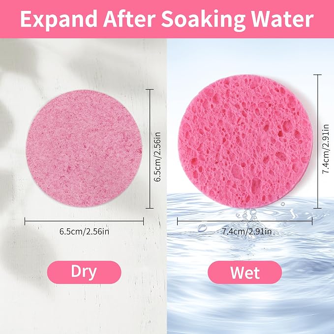 100-Count Compressed Facial Sponges, Natural Cellulose Face Sponges - Image 6