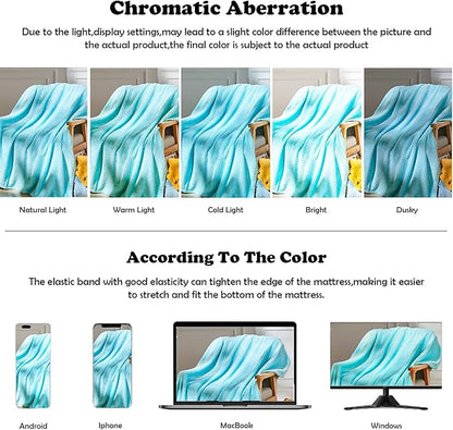 NEWCOSPLAY Super Soft Throw Blanket Turquoise Premium Silky Flannel Fleece Leaves Pattern Lightweight Bed Blanket All Season Use (Turquoise, Throw(50"x60"))