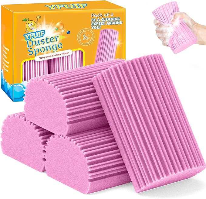 4 Pack Damp Clean Duster Sponge, Magic Sponge Eraser by YFUIF
