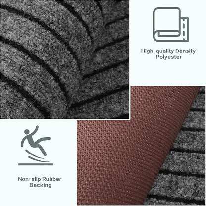 Custom Size Runner Rug 2 ft x 6 ft, 2-82ft Carpet Runners Hallway Entryway Kitchen Garage Laundry Room Area Rugs with Non-Slip Rubber Backing, Gray with Black Stripe