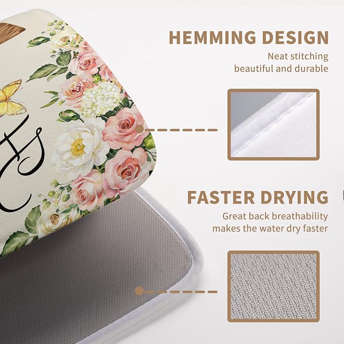 Easter He Is Risen Dish Drying Mats Spring Floral Dish Mat Easter Cross Drying - Image 3