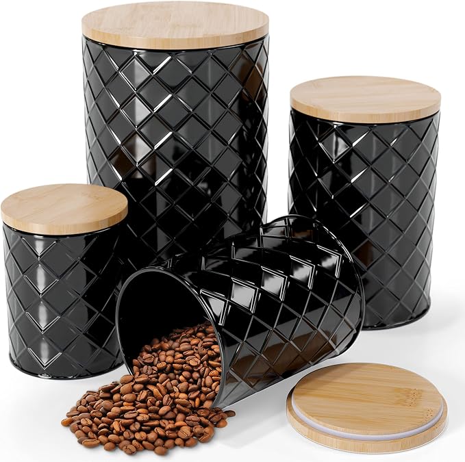 Pebble & Stem® Black Metal Canister Set by Pebble+%26+Stem