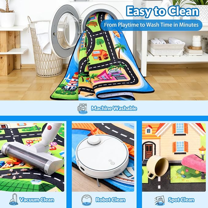 Kids Rug, 5x7 FT Island City Car Rug Play Mat - Image 7
