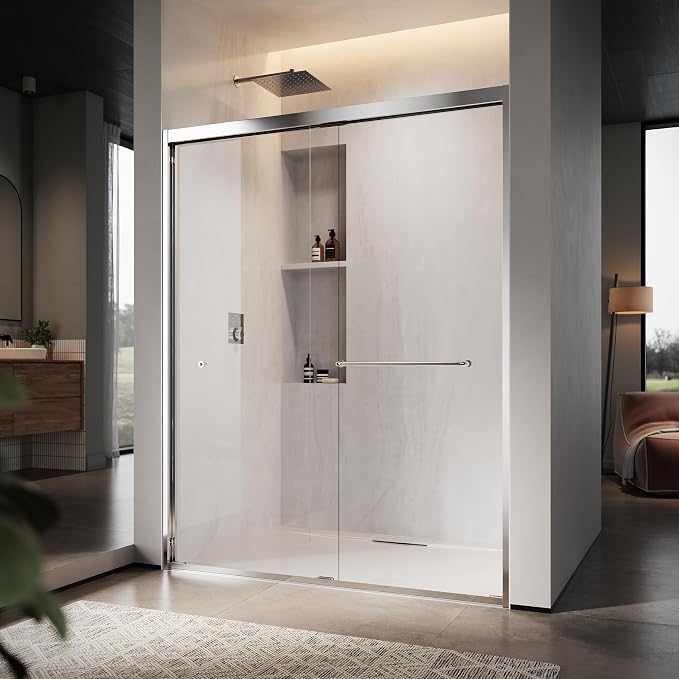 60" W x 76" H Double Sliding Frame Shower Door by UNIKOOSHOWERDOOR