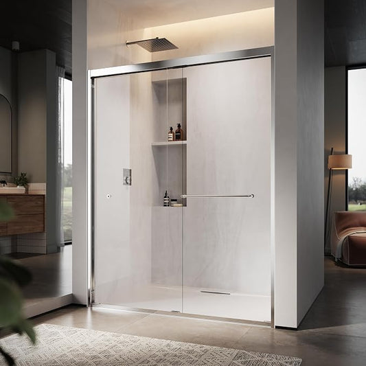 60" W x 76" H Double Sliding Frame Shower Door by UNIKOOSHOWERDOOR