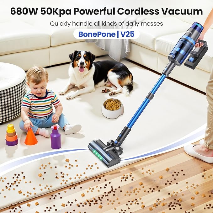 V25 Cordless Vacuum Cleaner, 680W 60Kpa Powerful Stick Vacuum - Image 2