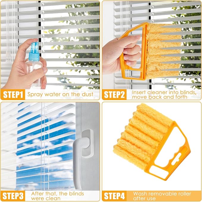 Geiserailie 2 Pcs Window Venetian Blind Cleaner Duster Tool Washable 7 Fingers - Image 5