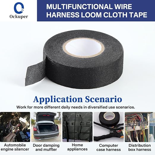Wire Harness Tape, 0.98＂x 49FT 5 Rolls, Wiring Loom Harness, Self-Adhesive Felt - Image 4