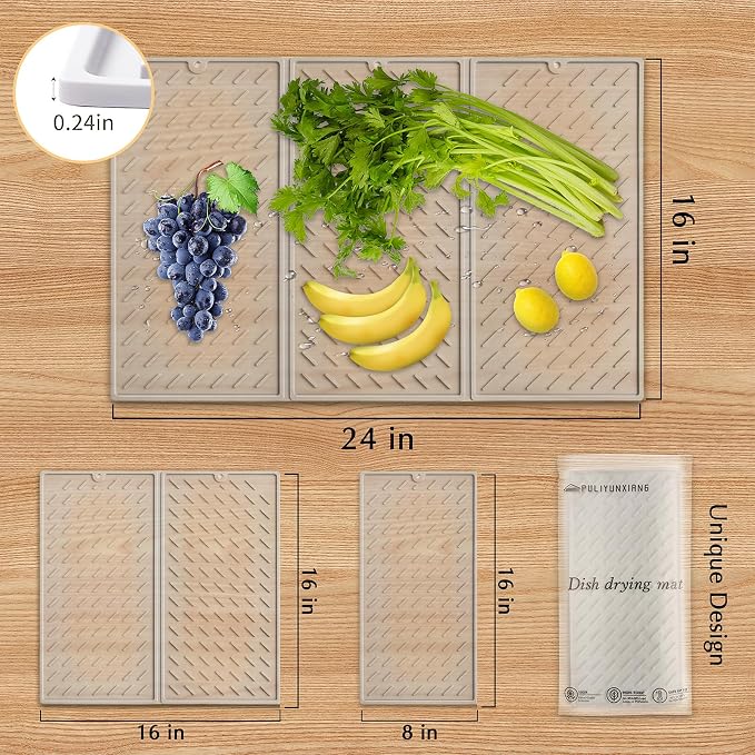 Collapsible Dish Drying Mat, Silicone Drying Mat - Image 2