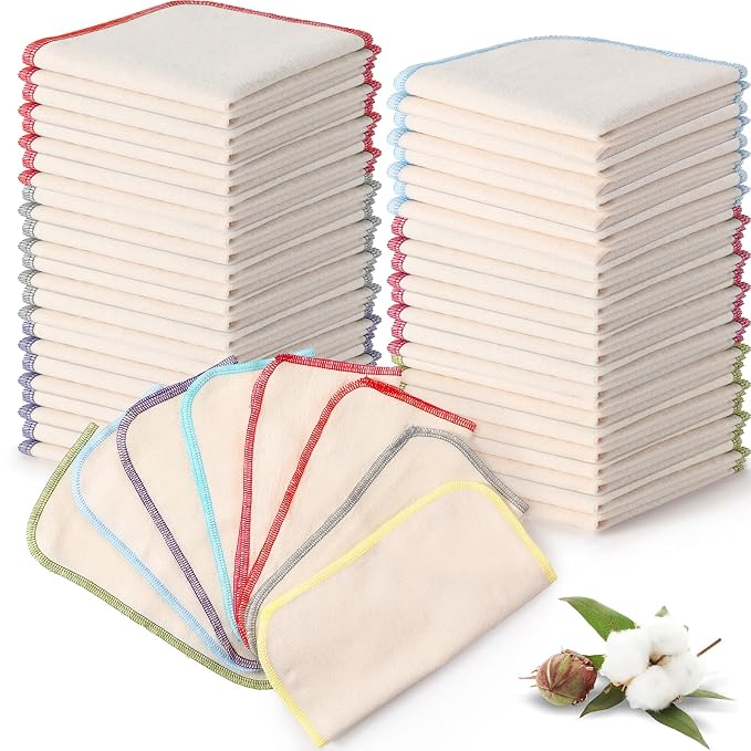 Zopeal 32 Pcs Flannel Cloth Baby Wipes Reusable Dispenser Washable Soft Natural by Zopeal