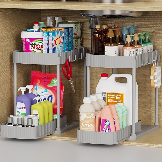 2 Pack Multi-Purpose Pull-Out Storage Organizers, Under Sink Organizers and by ukeetap