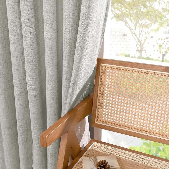 YoungsTex Light Grey Linen Curtains 63 Inch Length - Image 9