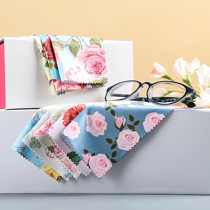 8 Pack Microfiber Cleaning Cloths Multicolor Flower Glasses Cleaning Cloth - Image 3