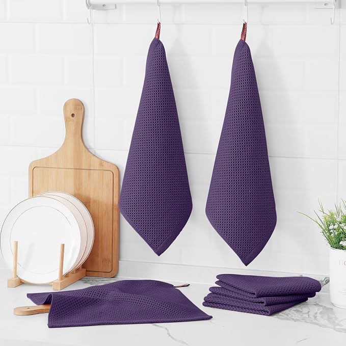 Kitinjoy 100% Cotton Kitchen Dish Cloths, 6 Pack Waffle Weave Ultra Soft - Image 8