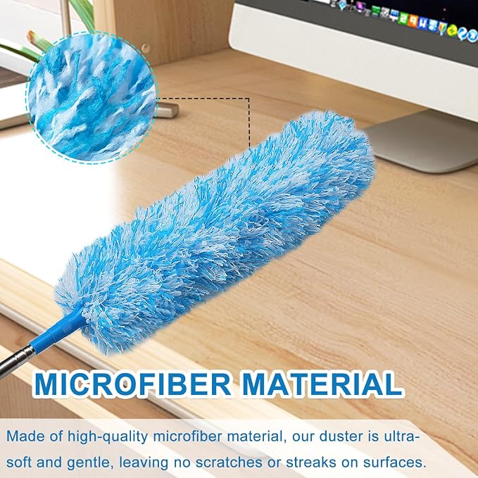4 Pack Microfiber Feather Dusters, Cobweb Cleaner, Electrostatic Bendable Head - Image 4