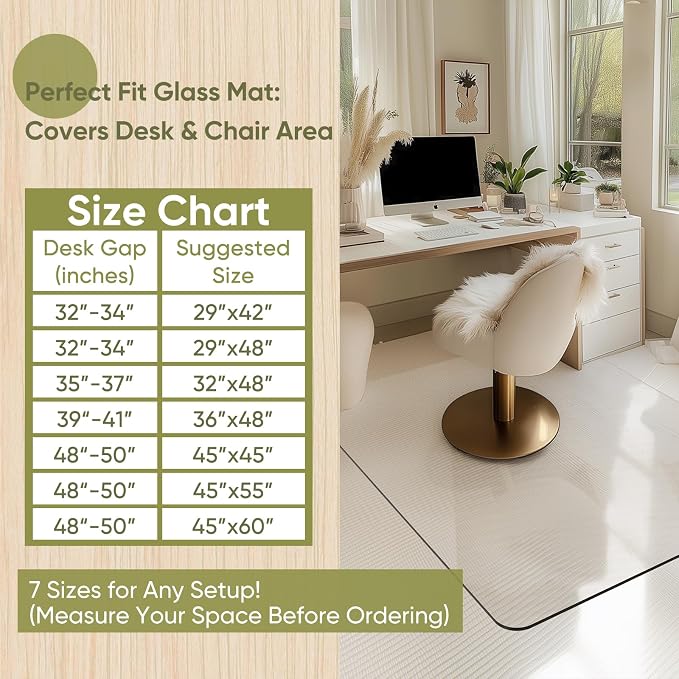 Office Chair Mat for Carpet & Hardwood, Upgraded 45" x 55" Dual Use Tempered - Image 7