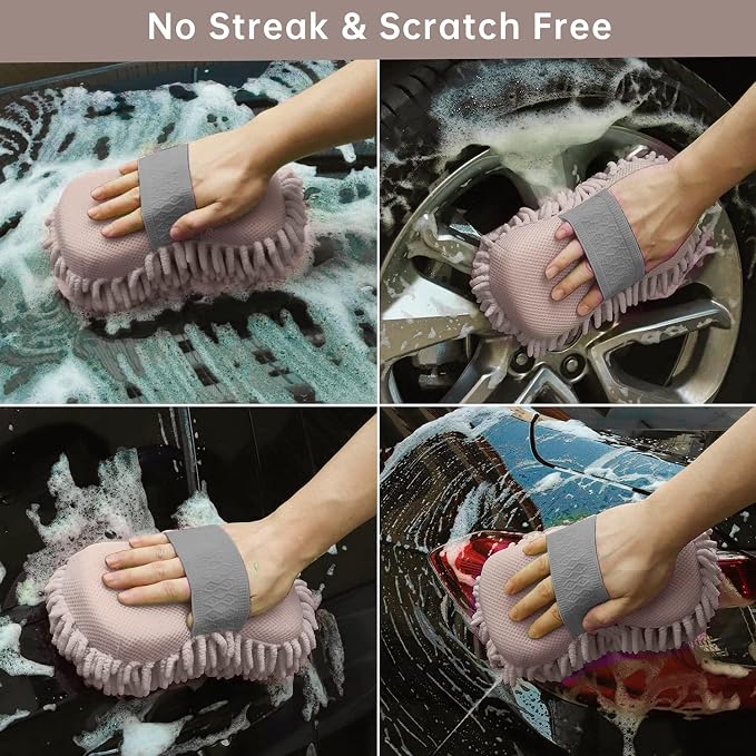 4 Pack Car Wash Mitt, BELPAIR Microfiber Sponge Cleaning Mitten - Image 4