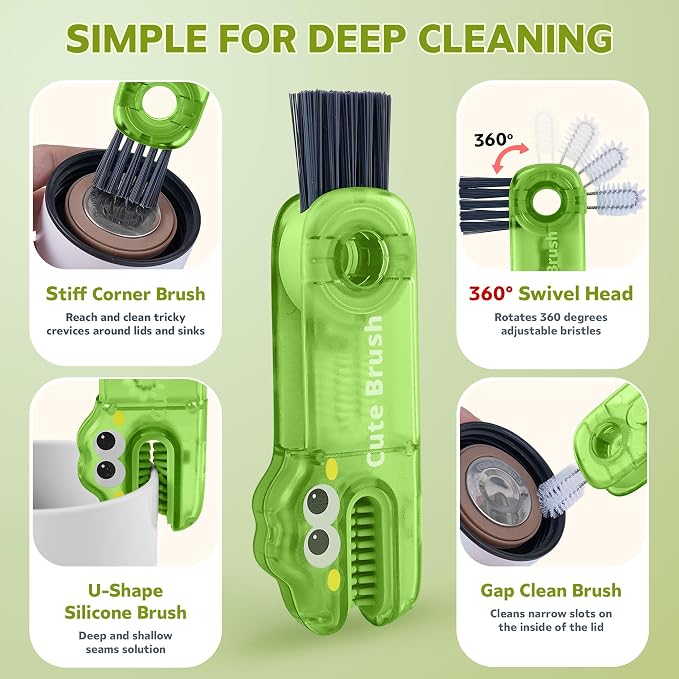 Cup Lid Cleaning Brush, 3 in 1 Lid Cleaner - Image 4