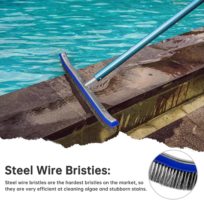 Pool Brush Head | 18" Heavy Duty Floor Brush | Stainless Steel Brush | Metal - Image 5