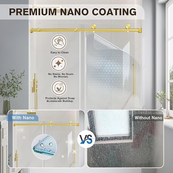 Bathtub Shower Door Frameless, 55-60" W x 60" H Sliding Tub Shower Door - Image 2
