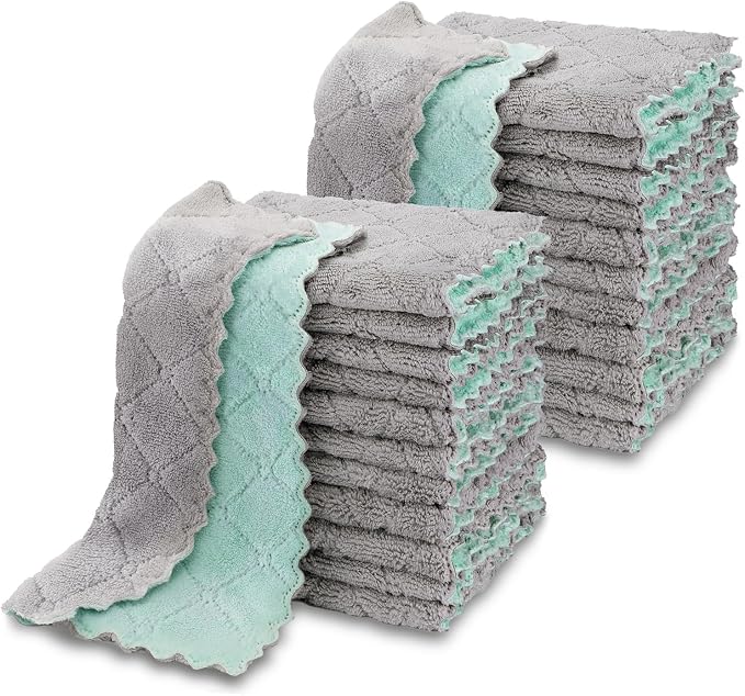 AIDEA Kitchen Towels, 24 Pack Absorbent Coral Fleece Dish Towels, No Odor by AIDEAHOME
