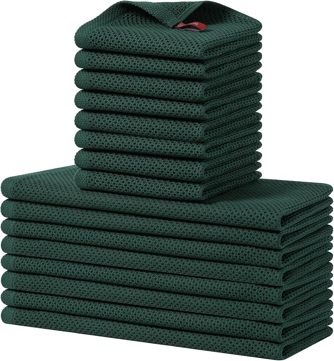 Homaxy 100% Cotton Kitchen Towels and Dishcloths Set, 12 x 12 Inches and 13 x by Homaxy