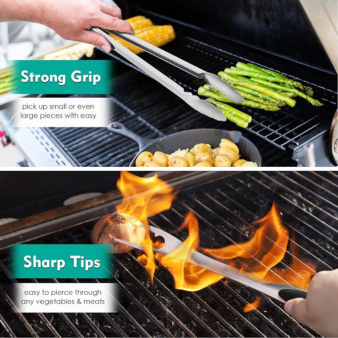 HaSteeL Grilling Utensil Set 18in, Stainless Steel BBQ Accessories Tools - Image 5