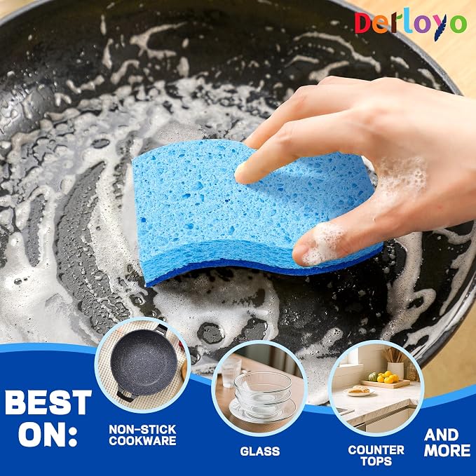 12 Count Non-Scratch Dish Sponges Kitchen, Long Lasting Cleaning Sponges - Image 5