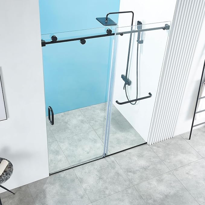 56-60" W x 76" H Frameless Sliding Shower Door, Frameless Shower Door, Shower - Image 3