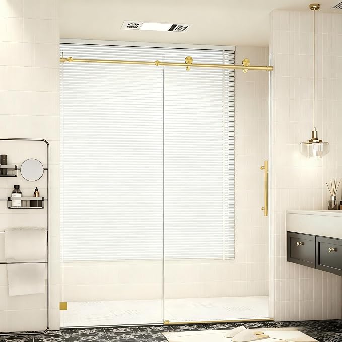 56-60" W x 74" H Frameless Shower Door, Bathroom Soft-Close Sliding Shower Doors by Unknown