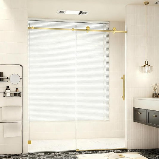 56-60" W x 74" H Frameless Shower Door, Bathroom Soft-Close Sliding Shower Doors by Unknown