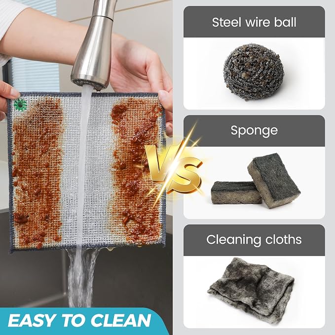 24 PCS Non Scratch Wire Dishcloth, Cleans Fast Without Scratching, Stands Up to - Image 6