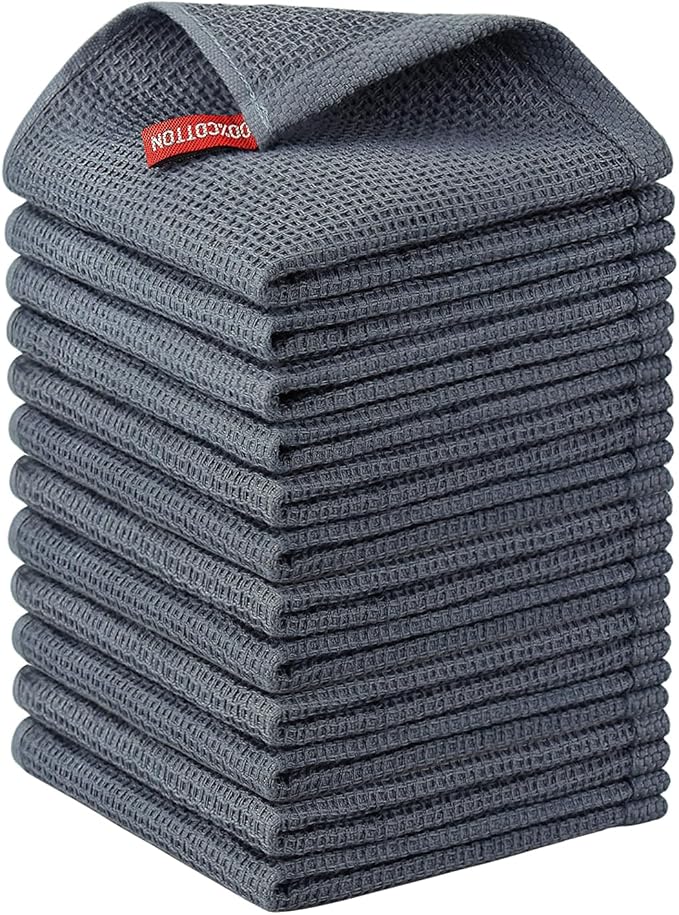 Nialnant 12 Pack Dish Towels, 100% Cotton Kitchen Towels, Soft and Absorbent by Nialnant