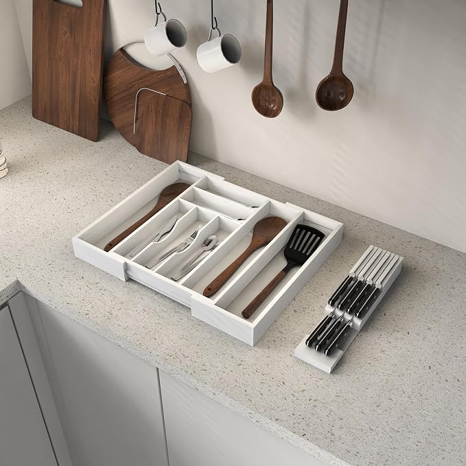 Bamboo Kitchen Drawer Organizer, Expandable Utensil Organizer - Image 8