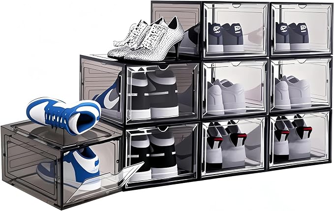 9 Pack Thicken Shoe Organizer Stackable Upgraded Sturdy Transparent Shoe by DAYOOH