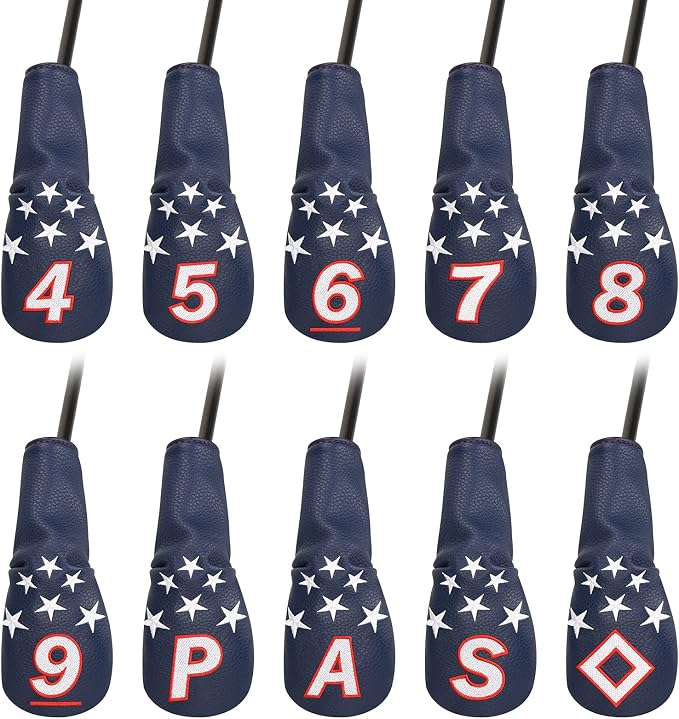 Blue and White Stars Hybrid Iron Head Covers by CRAFTSMANGOLF