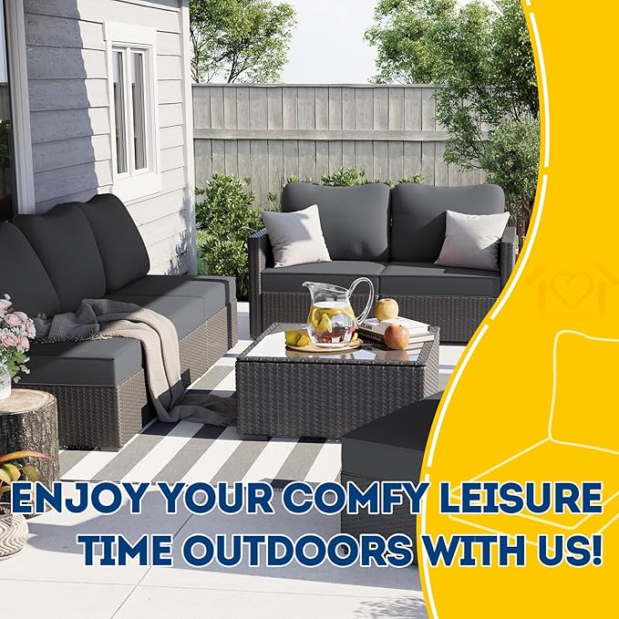 AAAAAcessories Outdoor Deep Seat Cushions, Waterproof, Fade-Resistant Patio Furniture Replacement Cushions, 25.5" x 25.5" x 5" + 25.5" x 19", Dark Gray