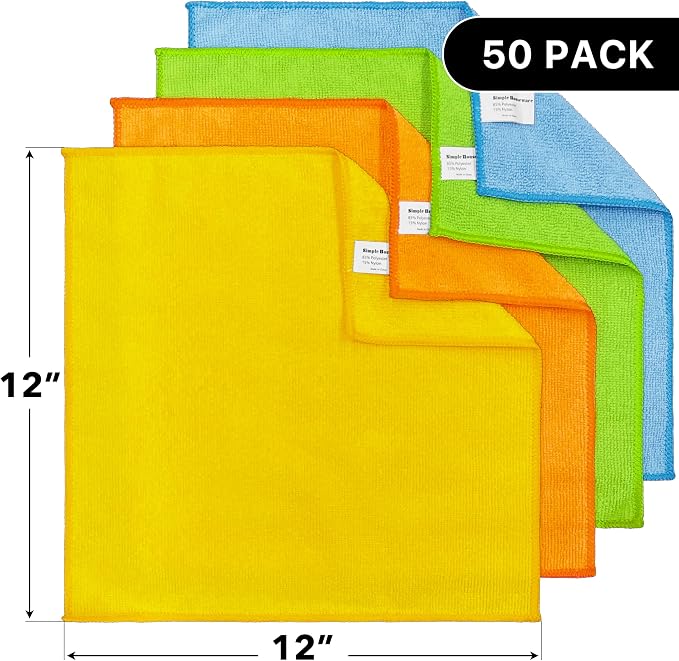 Simple Houseware Microfiber Cleaning Cloth 50 Pack, 4 Colors - Image 2