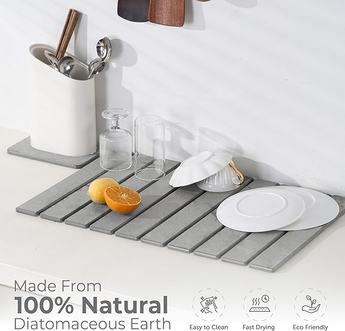 Large Stone Dish Drying Mat for Kitchen Counter, Foldable Water Absorbing - Image 6