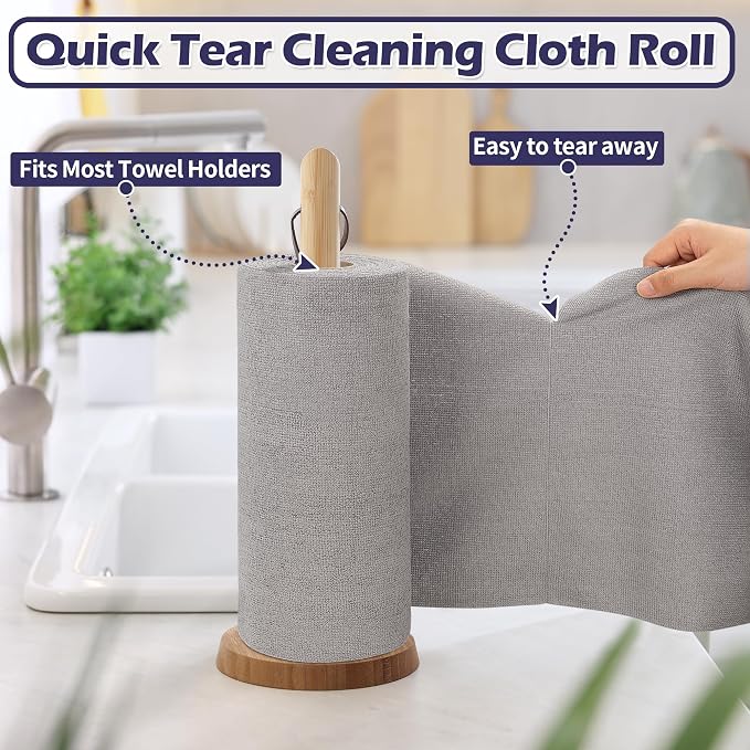 FIXSMITH Microfiber Cleaning Cloth Roll -75 Pack, Microfiber Towel Roll Tear - Image 3