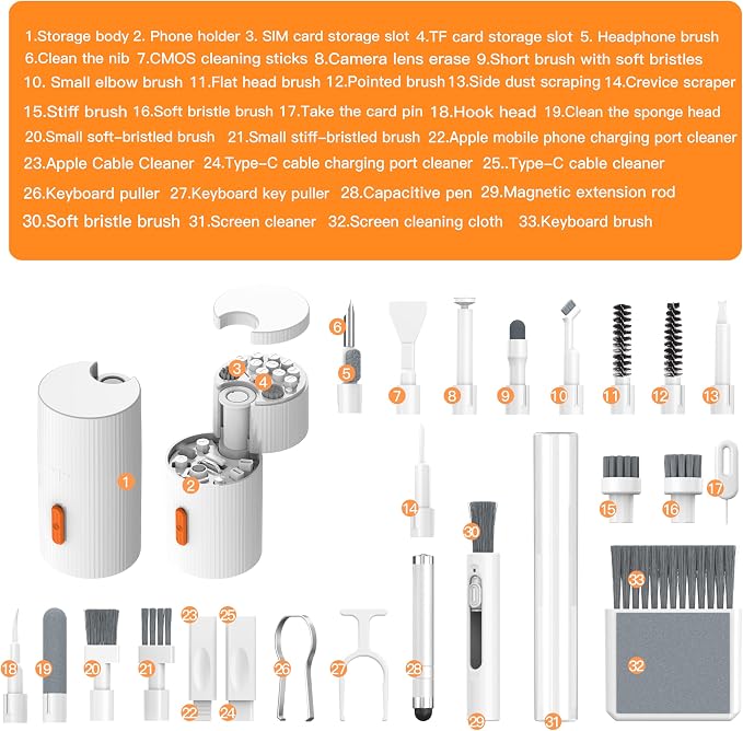 GK GAMAKAY Keyboard Cleaning Kit, 33-in-1 Multifunctional Magnetism Rotating - Image 2